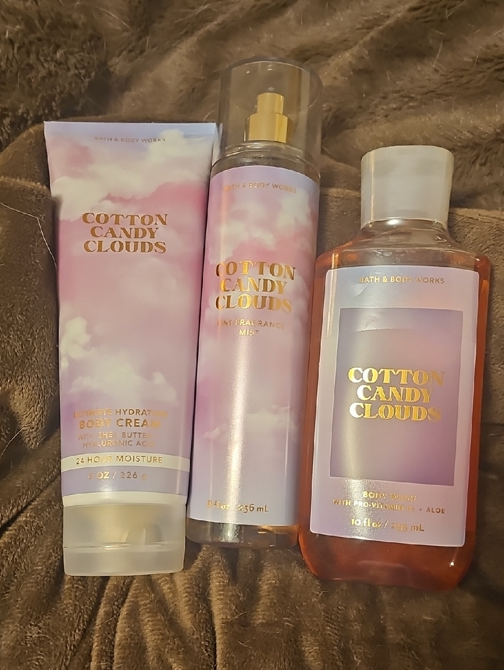 NEW Bath & Body Works Cotton Candy Clouds Body Care Trio